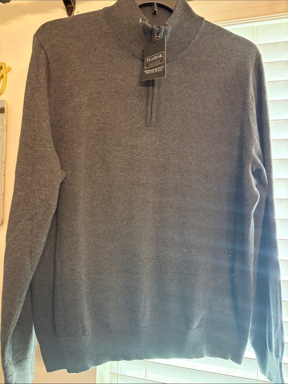Jos.A.Bank traveler Pima sweater Men’s Zip Mock Neck  in Gray